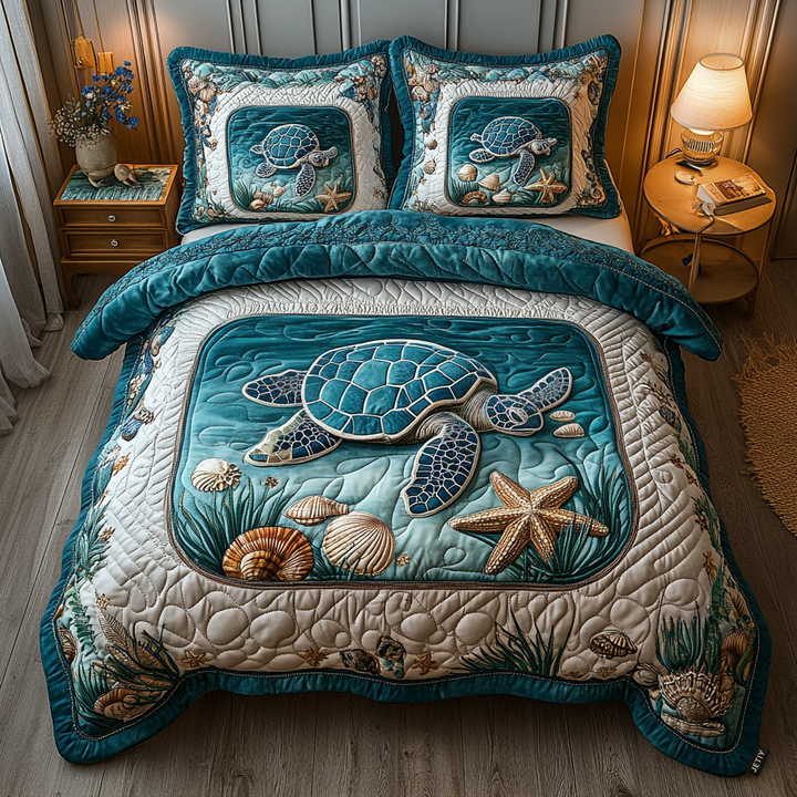 Turtle 3-Piece Quilted Bedding Set