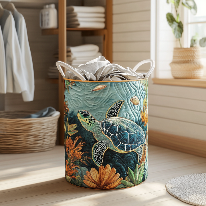 Turtle Bay Quilted Laundry Basket