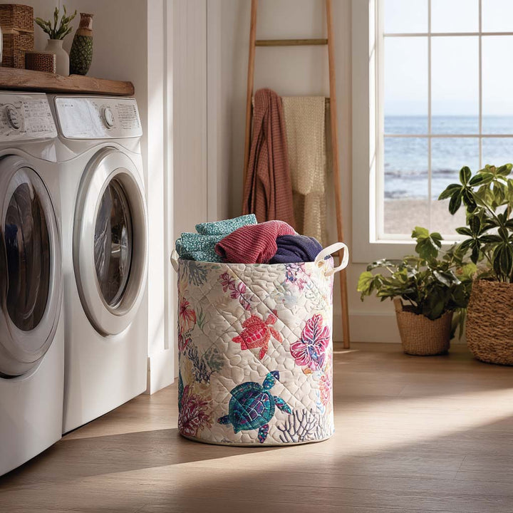 Sea Turtle Quilted Laundry Basket