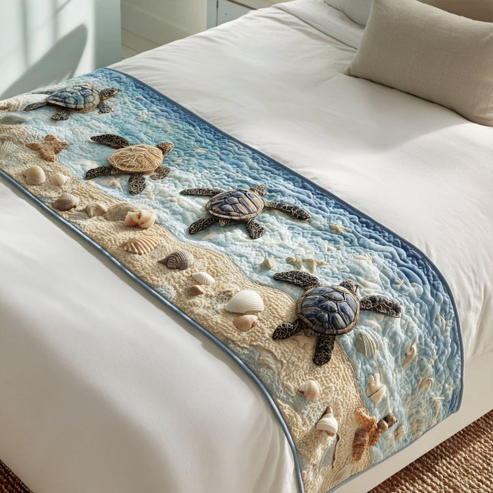 Turtle Quilted Bed Runner