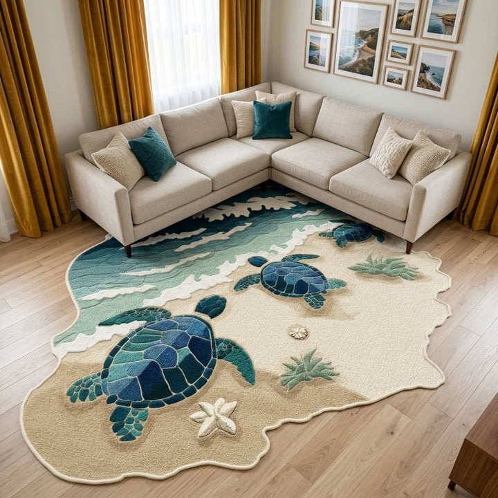 Turtle Haven Custom Shape Area Rug