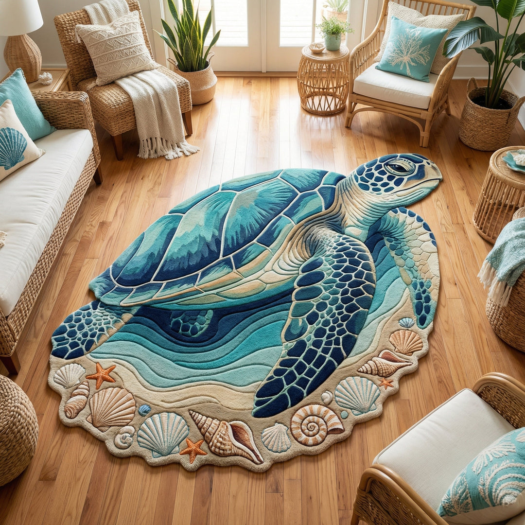 Turtle Haven Custom Shape Area Rug