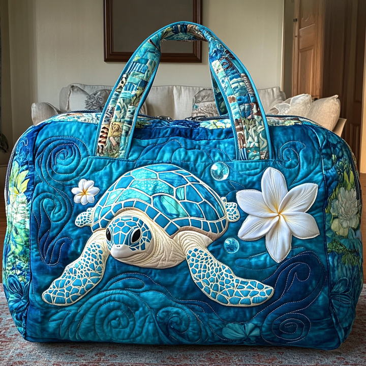 Turtle Journey Quilted Duffle Bag