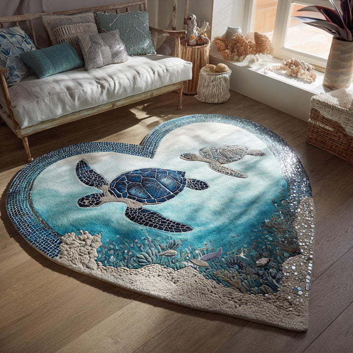 Turtle Love Custom Shape Area Rug