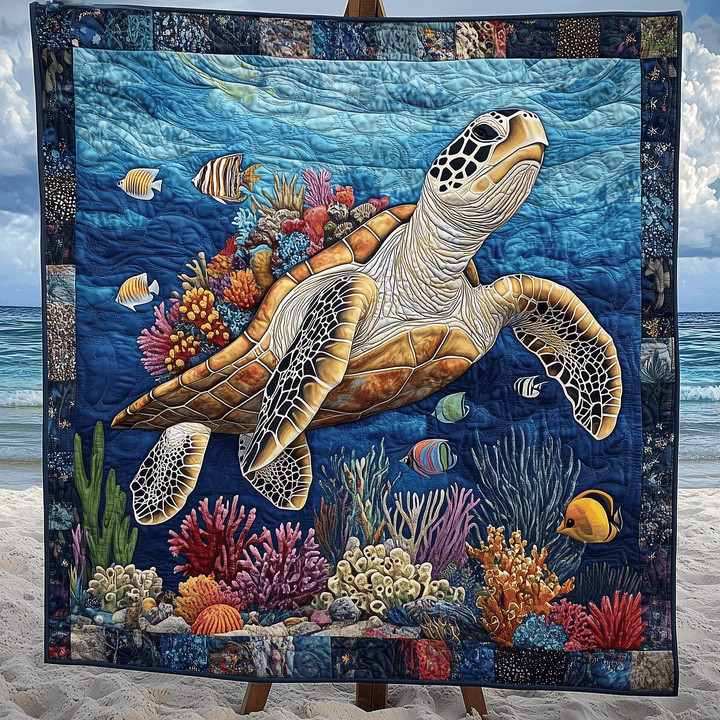 Turtle Tide Quilted Blanket