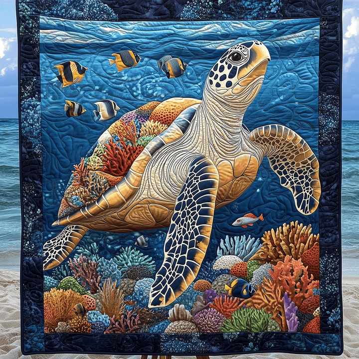Turtle Tides Quilted Blanket
