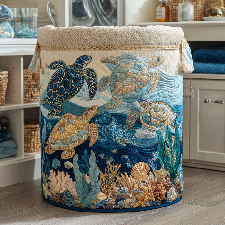 Shell Shine Quilted Laundry Basket