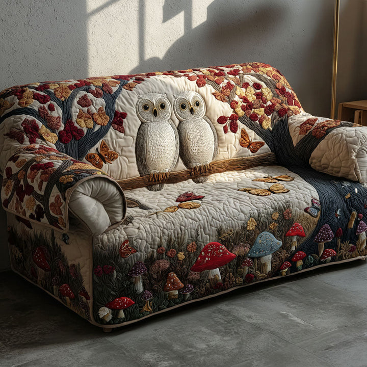 Twilight Owls Quilted Sofa Cover