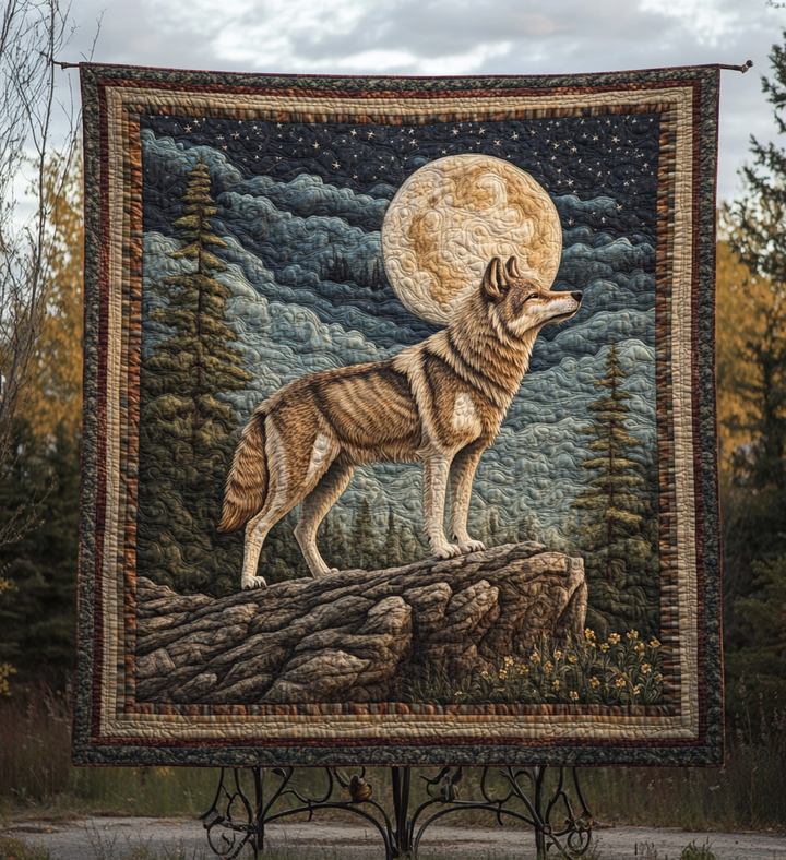 Twilight Wolf Quilted Blanket