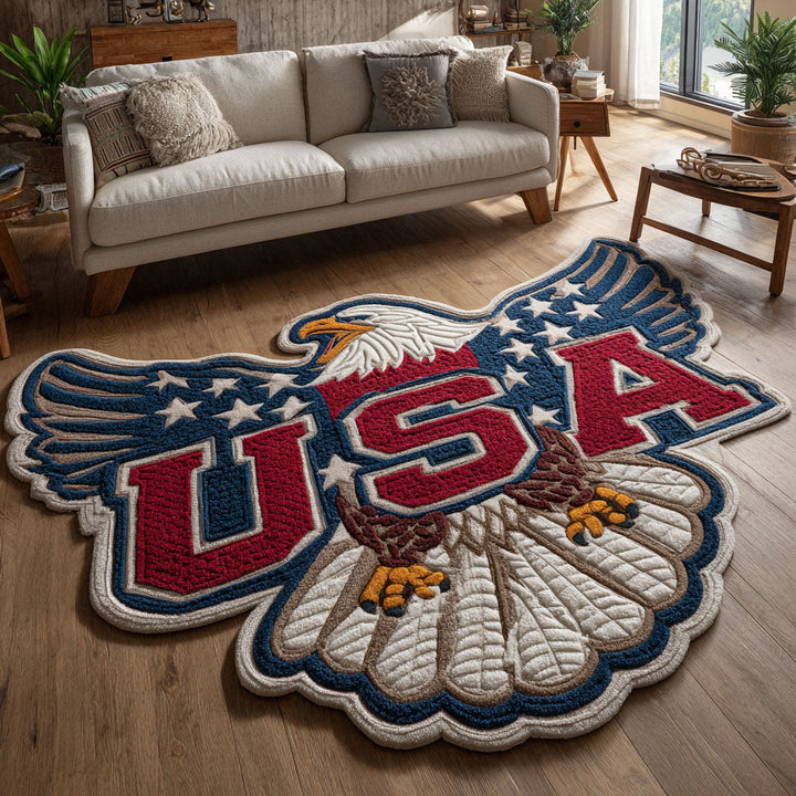USA Crest Custom Shape Area Rug