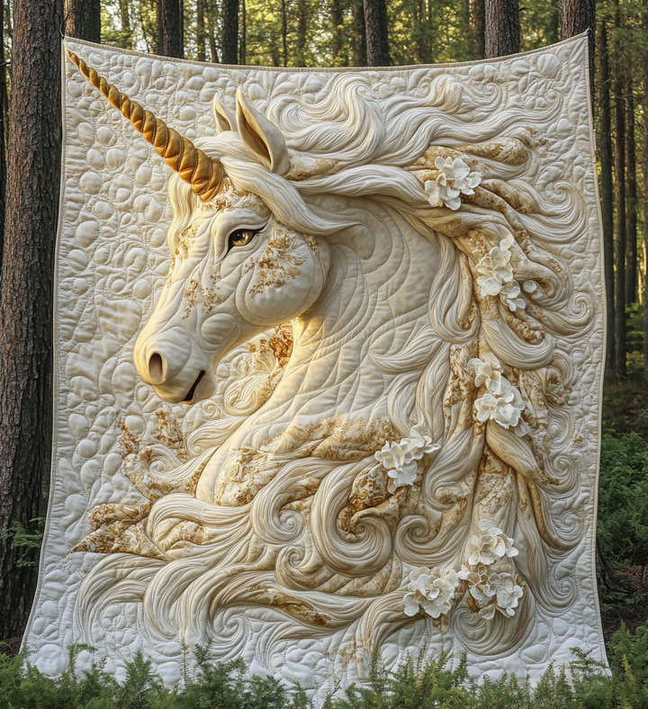 Unicorn Sunset Symphony Quilted Blanket