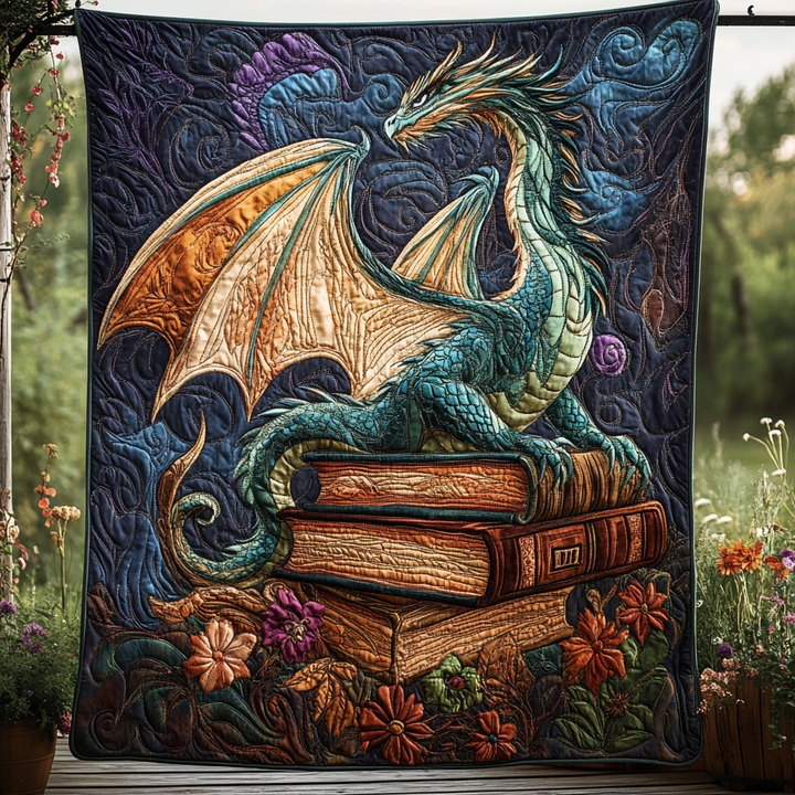 Verdant Dragonheart Quilted Blanket