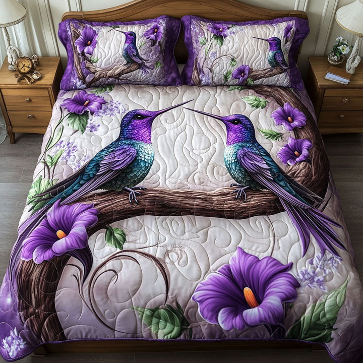 Hummingbird 3-Piece Quilted Bedding Set