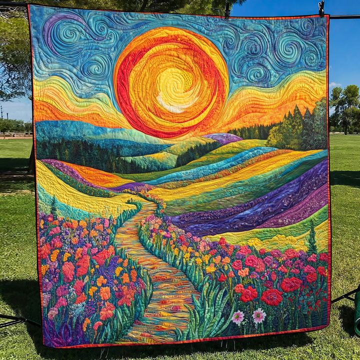Vibrant Horizon Quilted Blanket