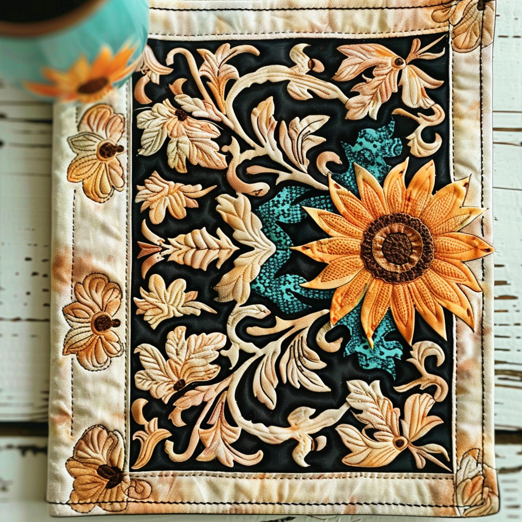Vintage Baroque Sunflowers Quilted Placemat
