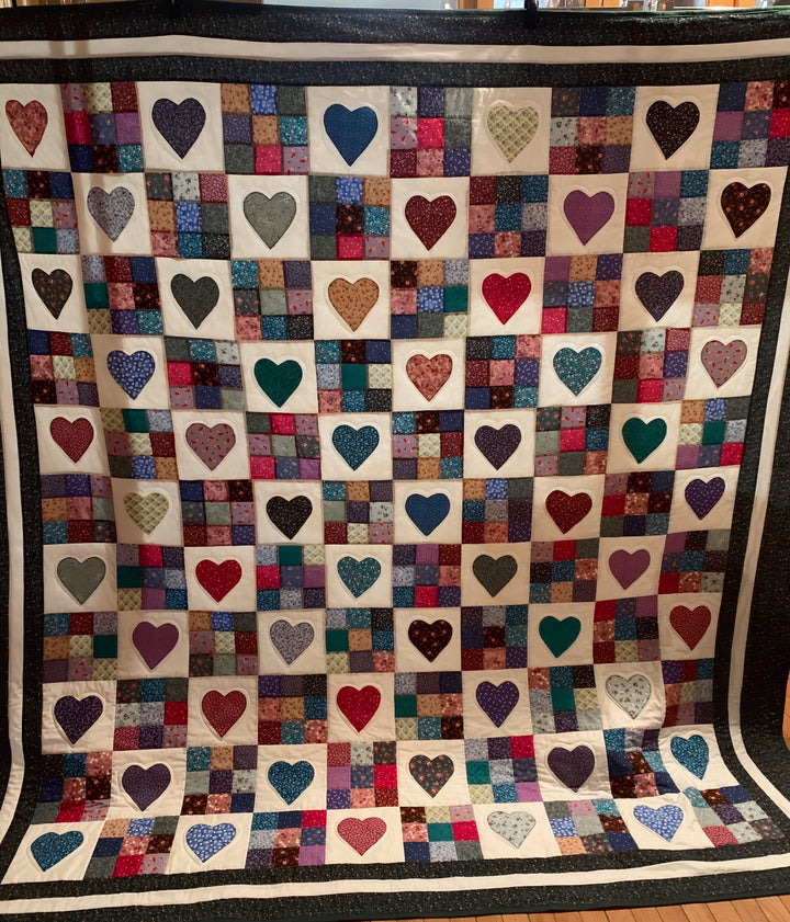 Vintage Floral Heart Quilted Blanket