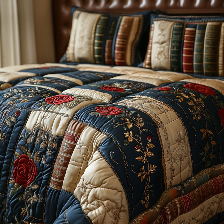 Vintage Books 3-Piece Quilted Bedding Set
