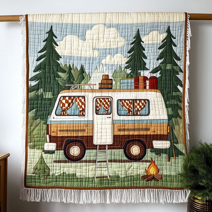 Vintage Camper Getaway Woven Sofa Blanket