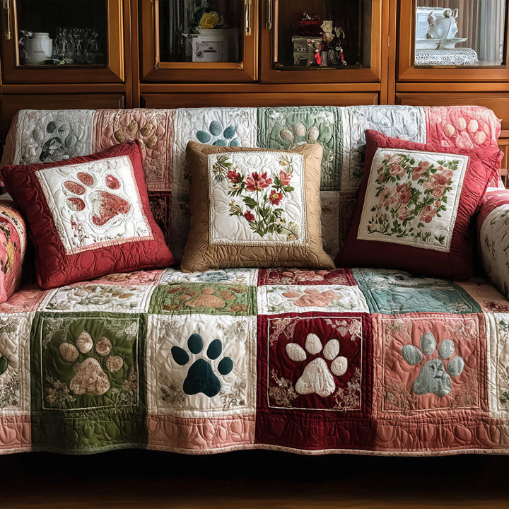 Vintage Paw Quilted Sofa Cover