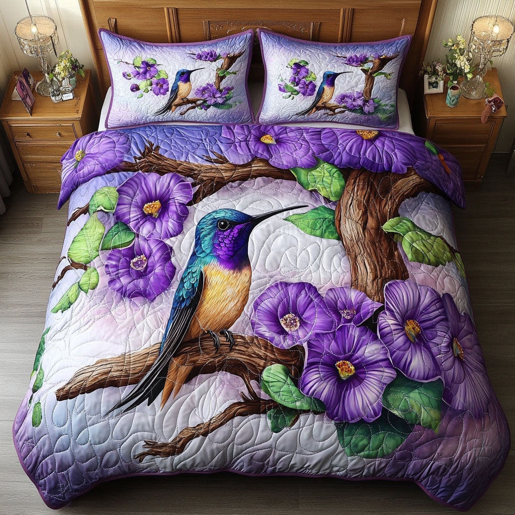Hummingbird 3-Piece Quilted Bedding Set