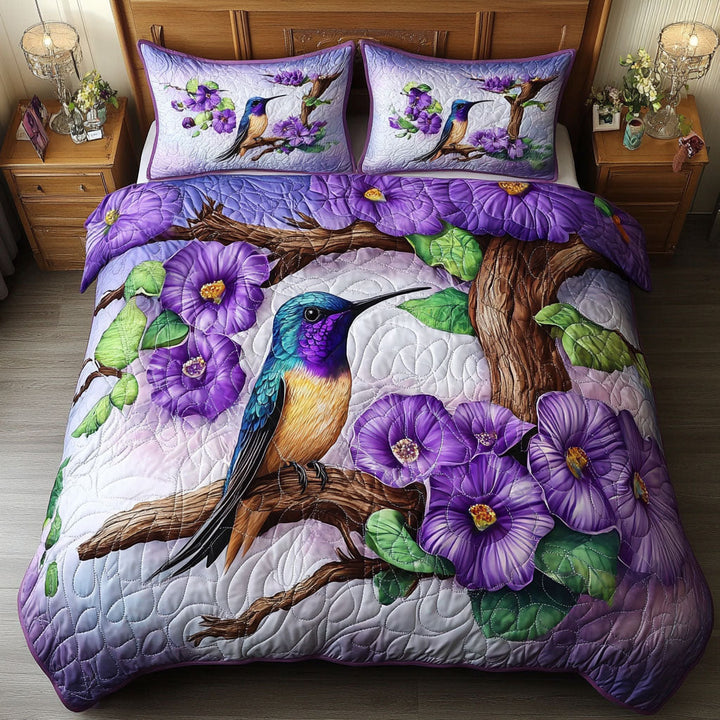 Hummingbird 3-Piece Quilted Bedding Set