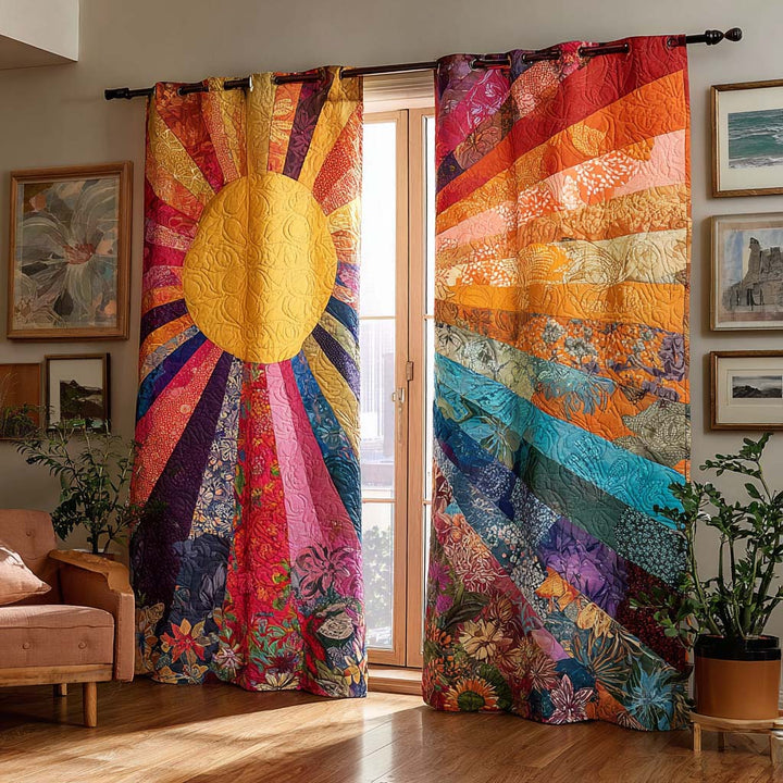 Warm Canyon Rays Quilted Curtains