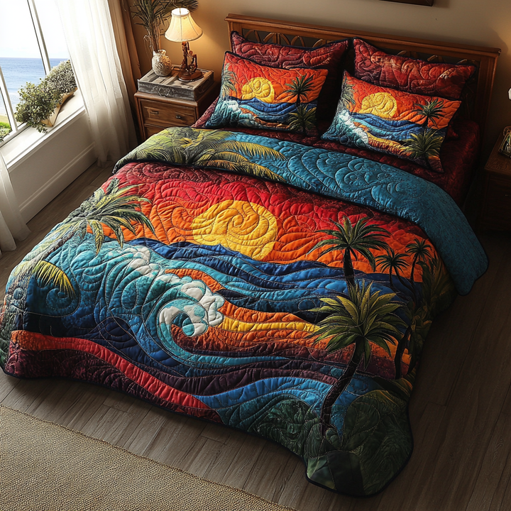 Waves Wanderlust 3-Piece Quilted Bedding Set
