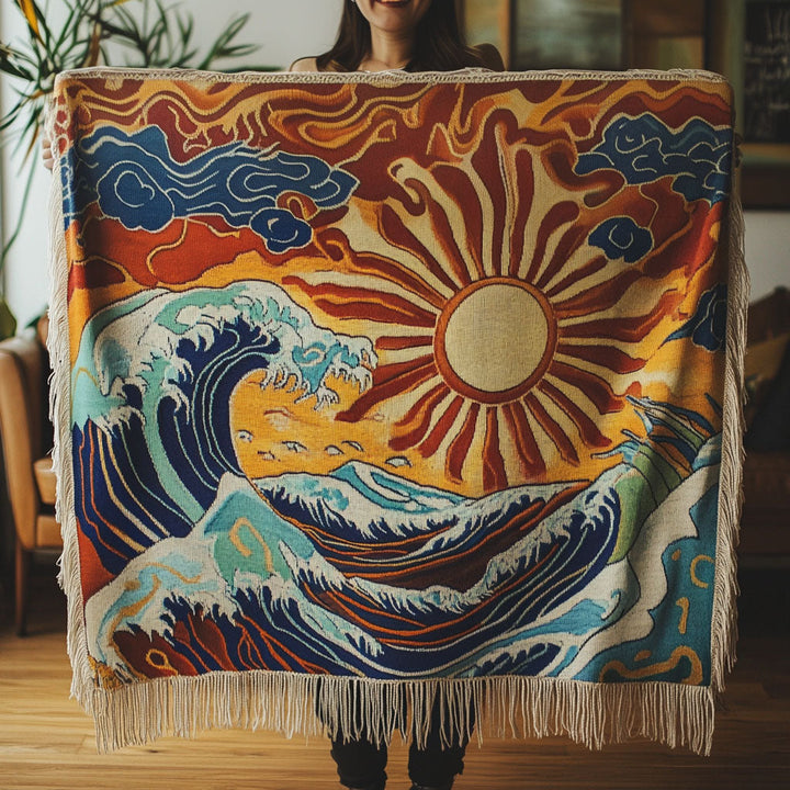 Waves of Light Woven Sofa Blanket