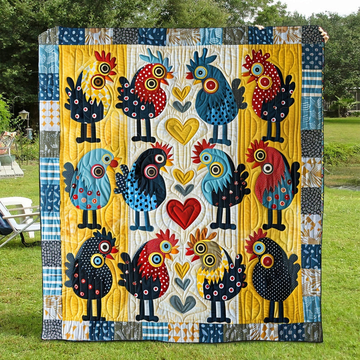 Whimsical Chicks Quilted Blanket