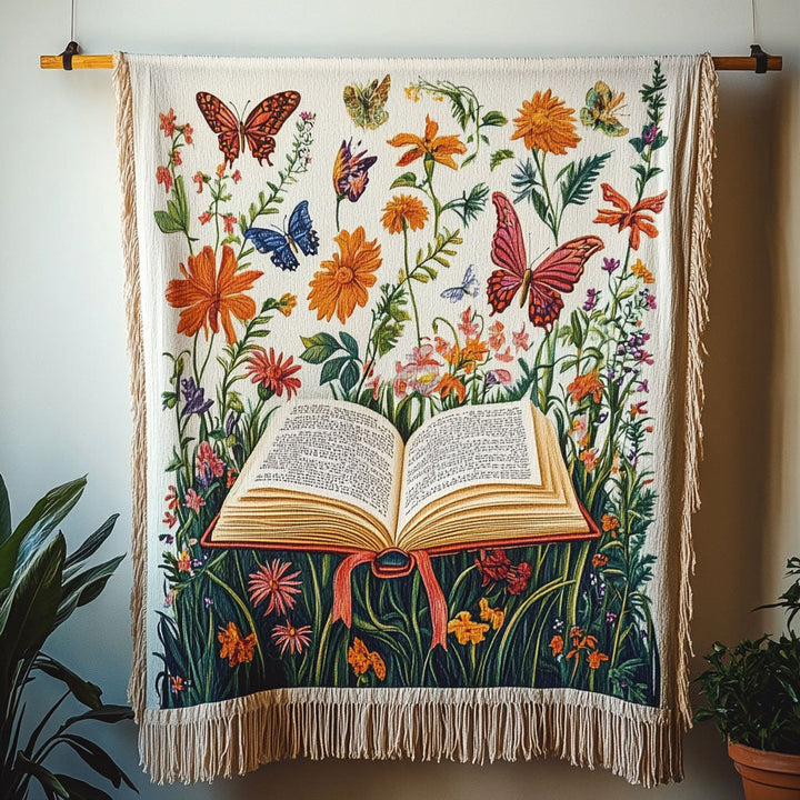 Whimsical Story Garden Woven Sofa Blanket