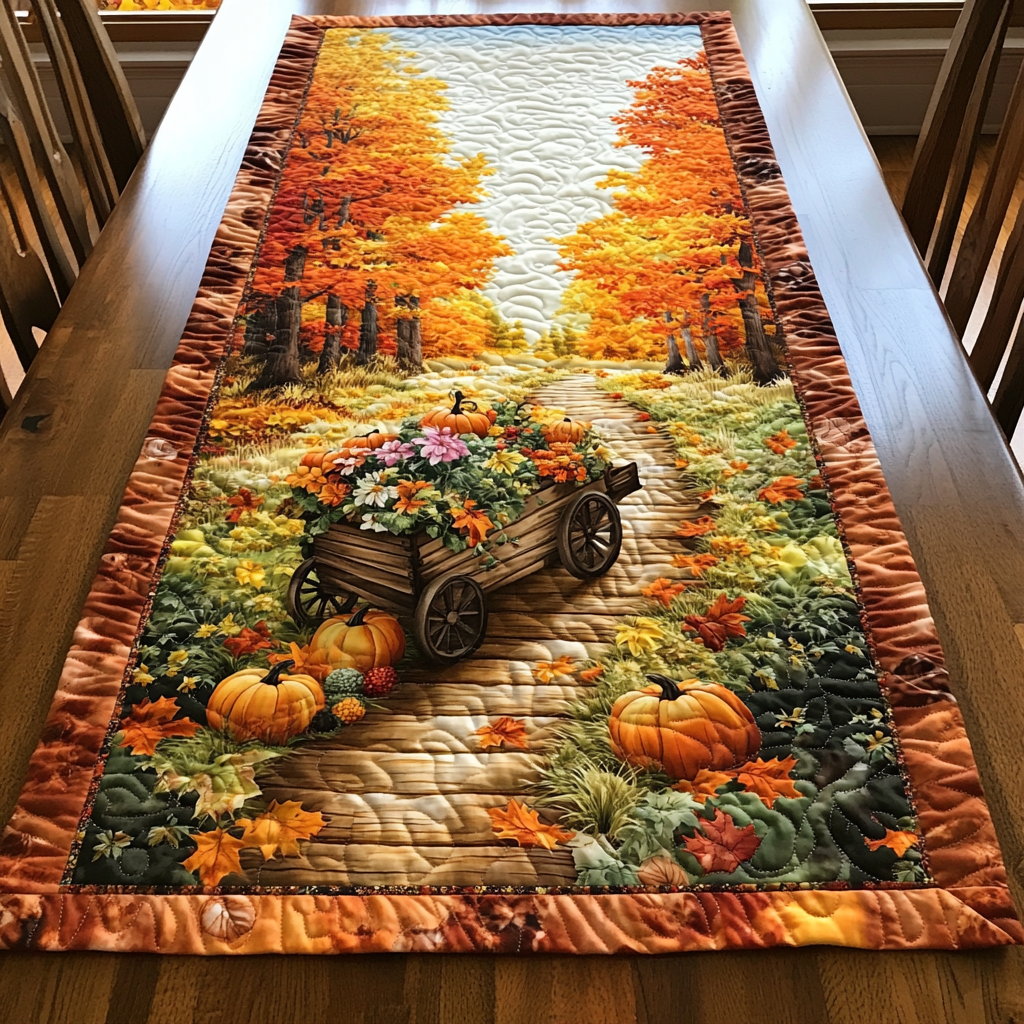 Pumpkin Quilted Table Runner
