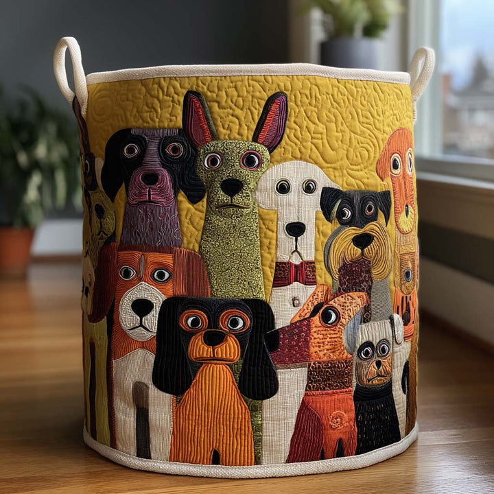 Whimsy Woofs Quilted Laundry Basket