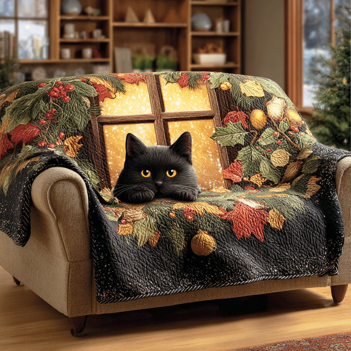 Whiskers in Snow Quilted Sofa Cover