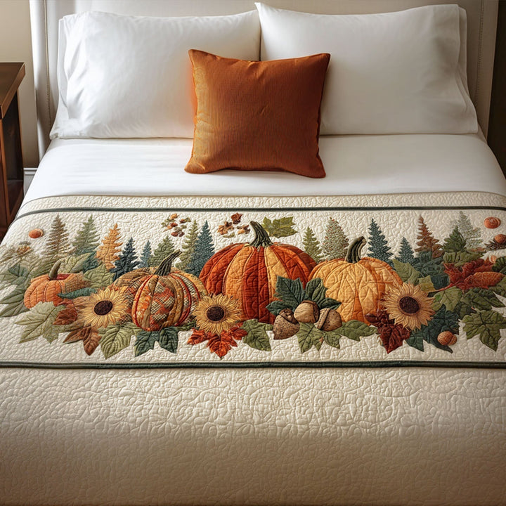 Whiskers in the Leaves Quilted Bed Runner