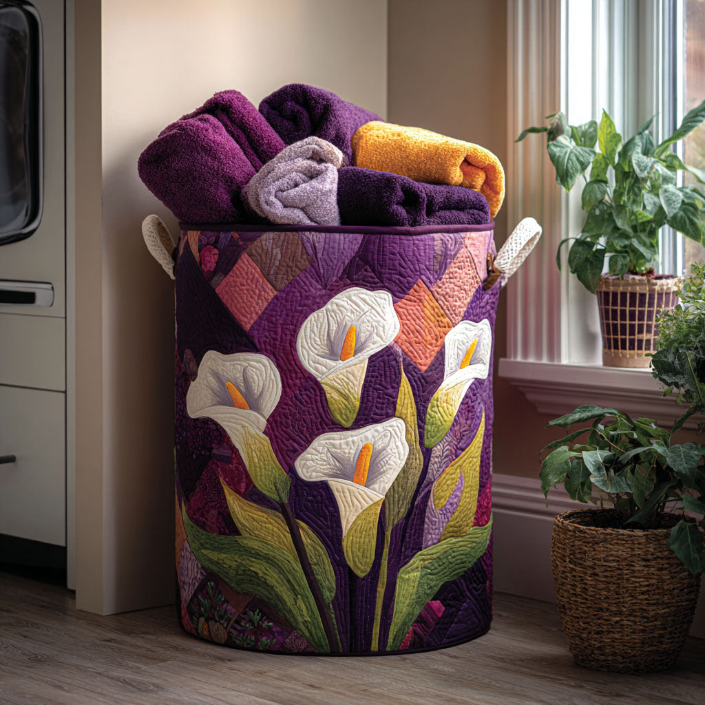 Flower Quilted Laundry Basket