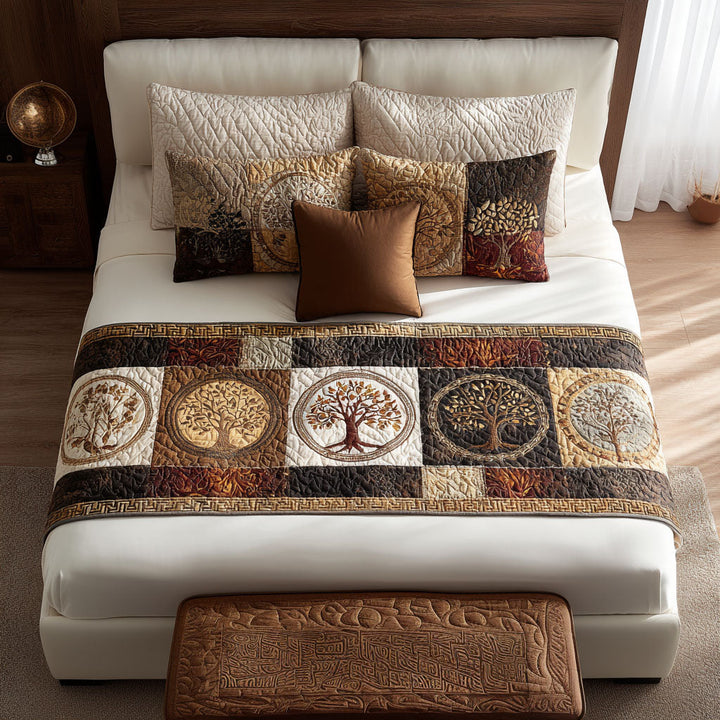 Whispering Trees Quilted Bed Runner