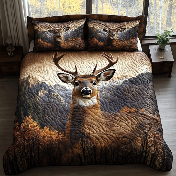 White-tailed Deer 3-Piece Quilted Bedding Set