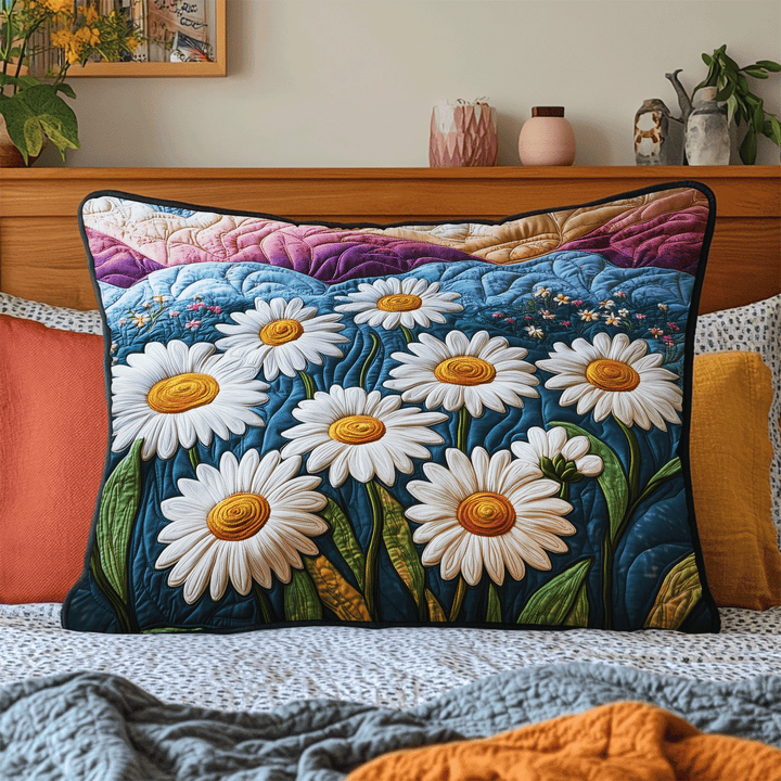 Wild Daisy Meadow Quilted Bedding Pillow Case