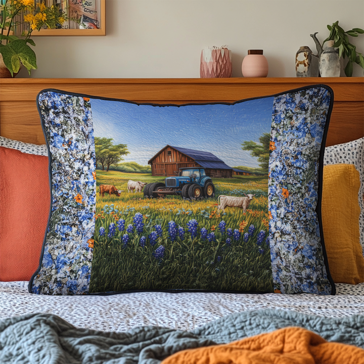 Wild Bluebonnet Quilted Bedding Pillow Case