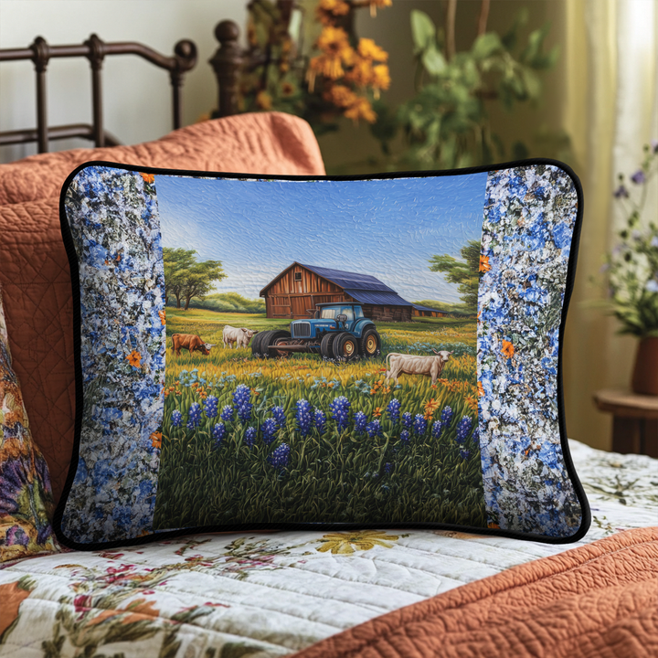 Wild Bluebonnet Quilted Bedding Pillow Case