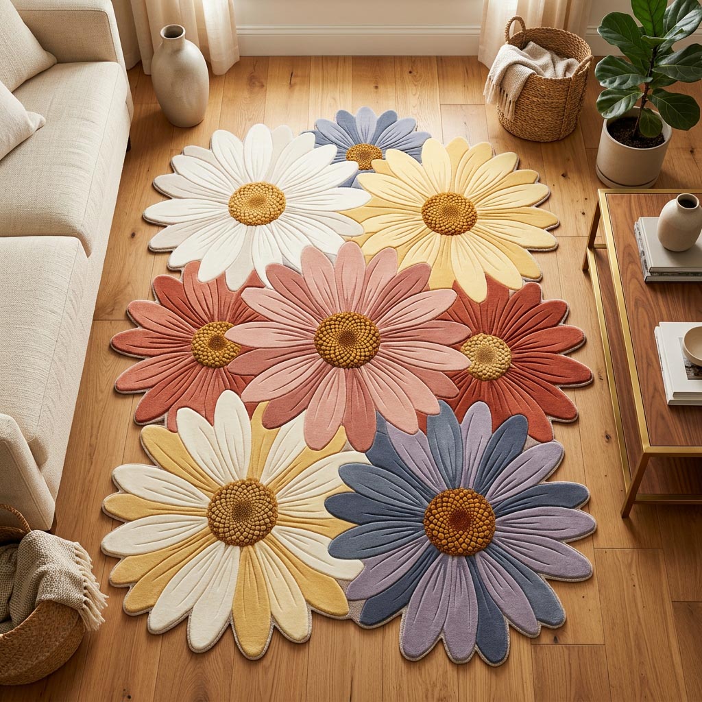 Wild Daisy Custom Shape Area Rug