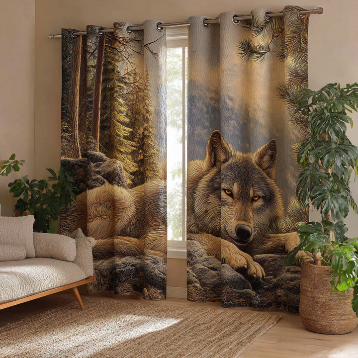 Wilderness Wolf Soul Quilted Curtains