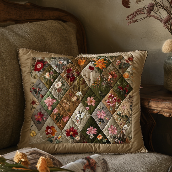 Wildflower Patchwork Quilted Bedding Pillow Case