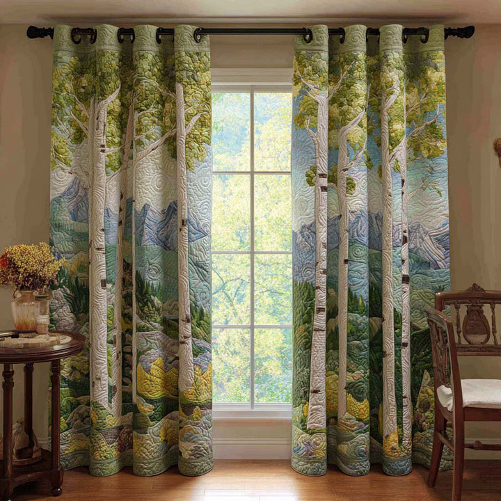 Wildflower Birch Path Quilted Curtains