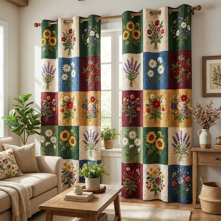 Wildflower Patchwork Quilted Curtains