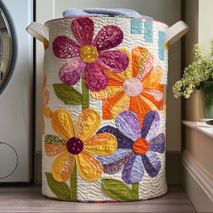 Flower Quilted Laundry Basket