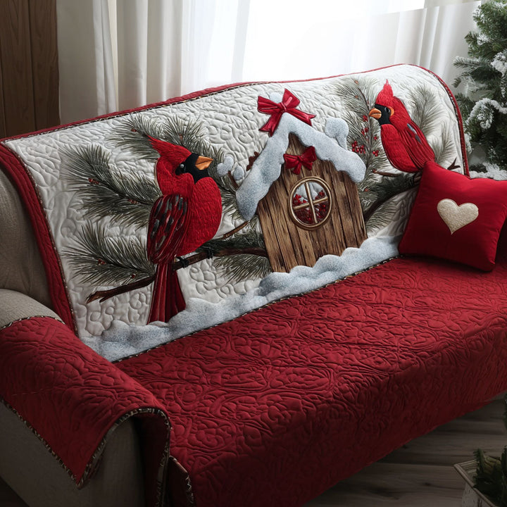 Winter Cardinal Haven Quilted Sofa Cover