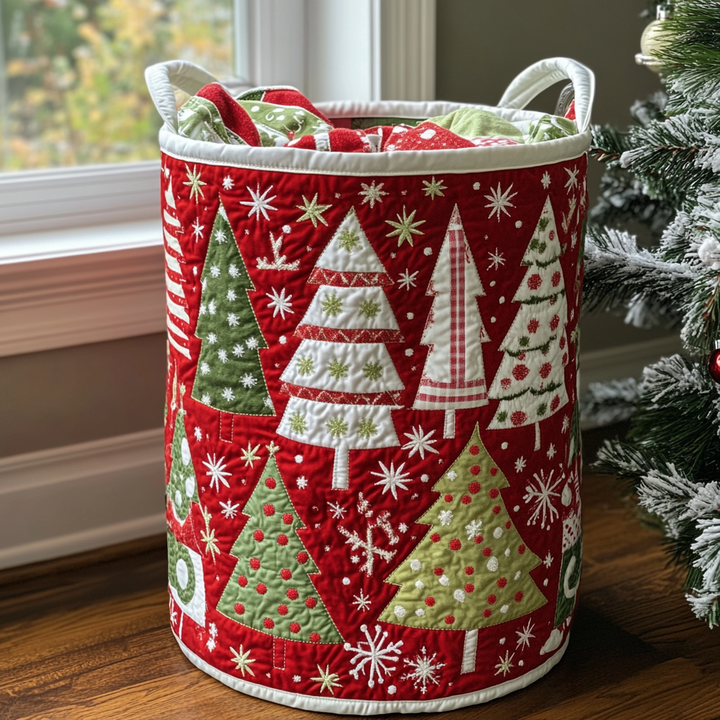 Winter Charm Quilted Laundry Basket