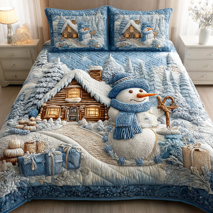 Snowmen Wonderland 3-Piece Quilted Bedding Set