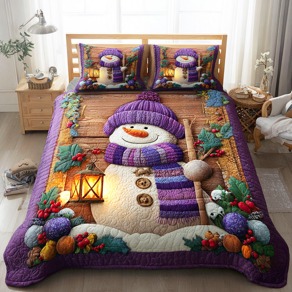 Snowmen Wonderland 3-Piece Quilted Bedding Set